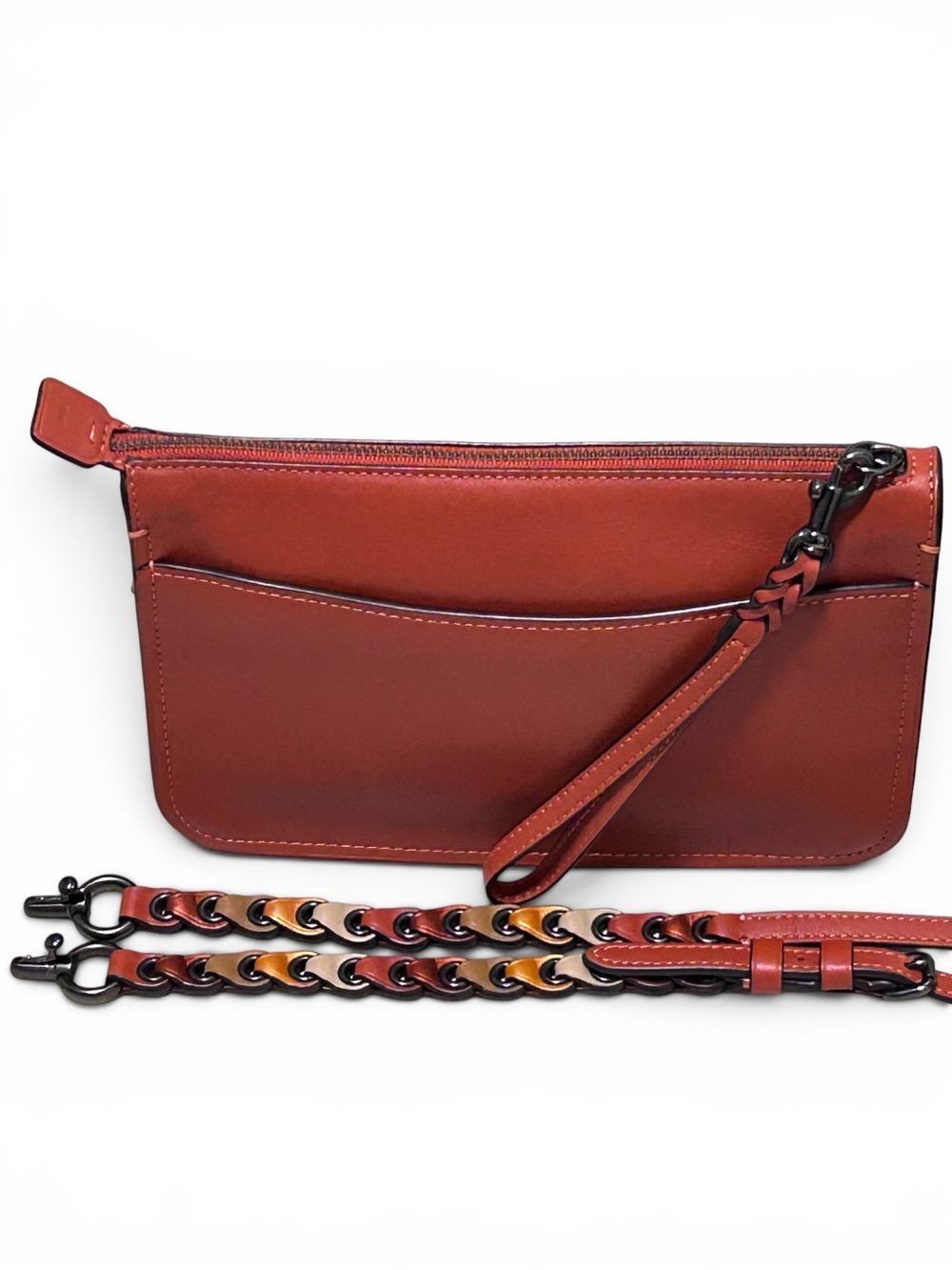 COACH 1941 Grommet Links Glovetanned Leather Soho XBody/Clutch in Vermillion - Picture 5 of 15